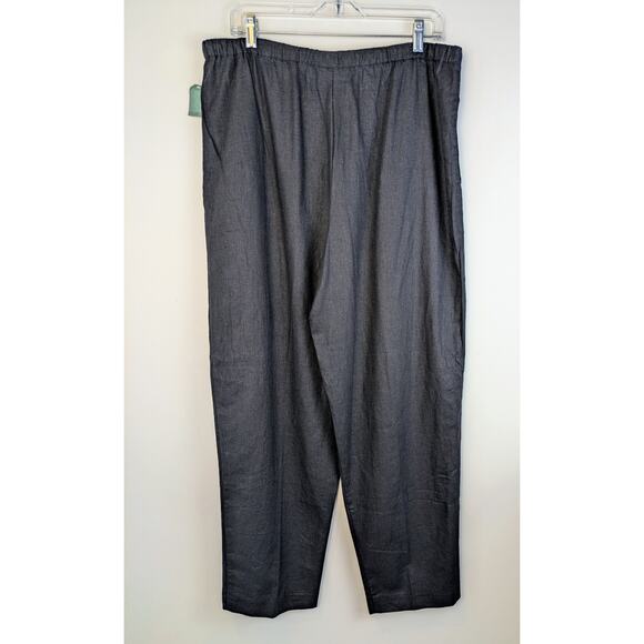NEW Coldwater Creek Black Linen Blend High Rise Drawstring Comfy Pants Size XL - Picture 4 of 9